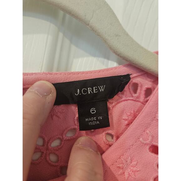 J. Crew 365 Crepe Laser-Cut Eyelet Shift Dress Pink Size 6 Pastel Spring Summer - Picture 3 of 6